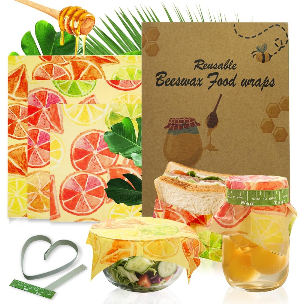 Beeswax Wrap Reusable - Reusable Beeswax Food Wraps with Elastic