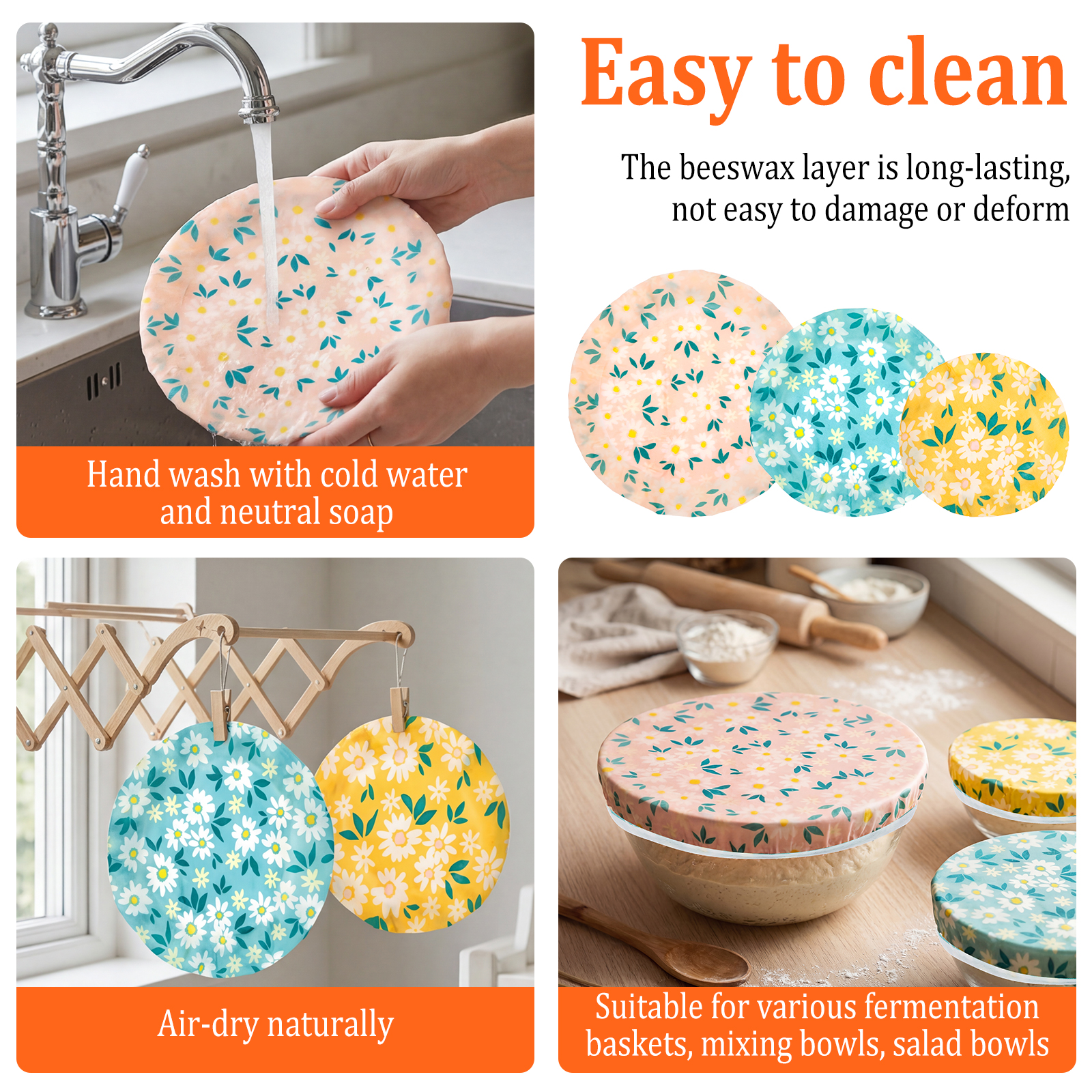 3Pcs Beeswax Bowl Cover Reusab - Beeswax Food Cover review and price