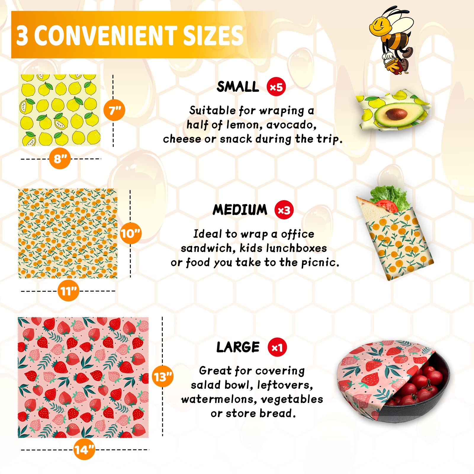 3PC/SET Beeswax Food Wraps Reu - Beeswax Food Cover review and price