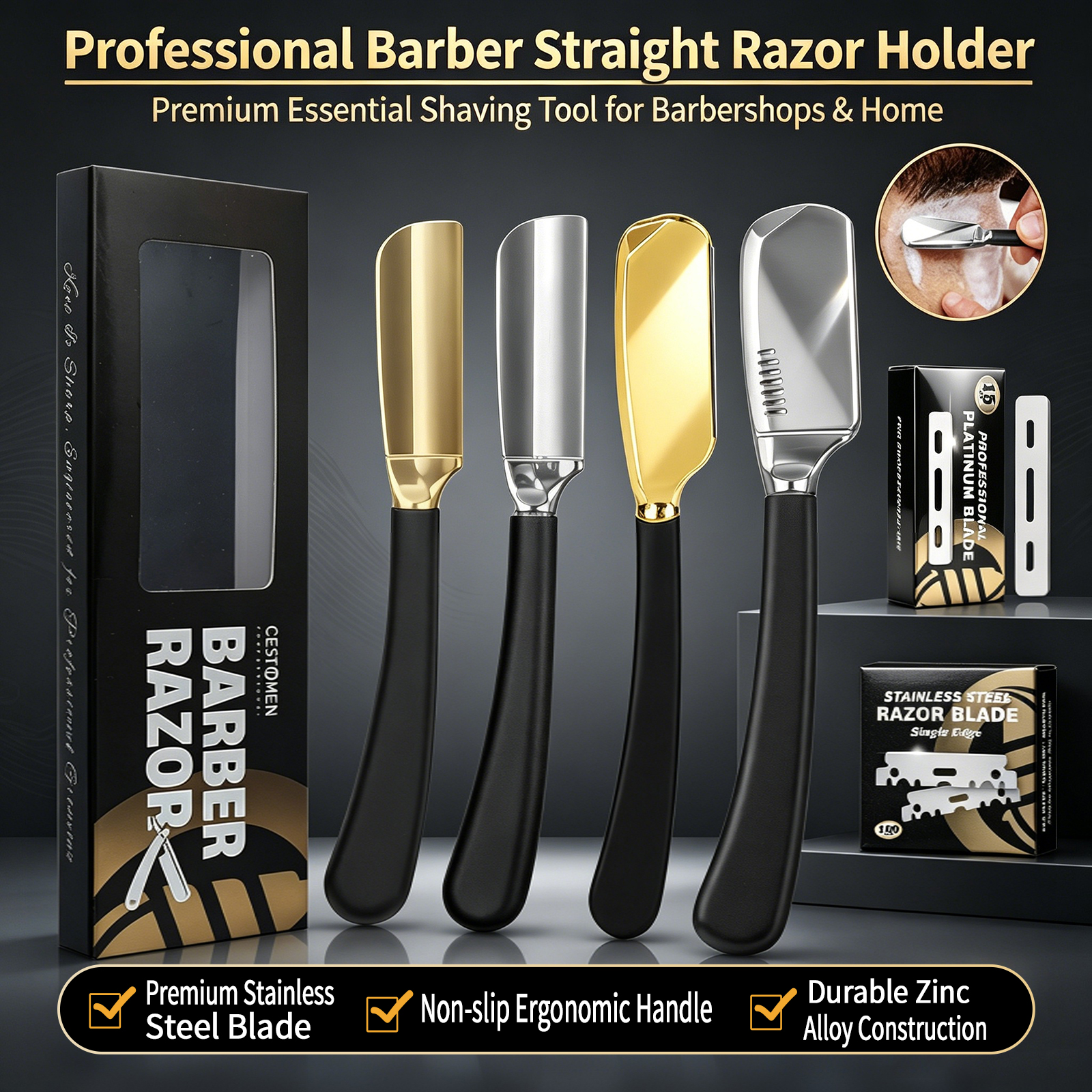 1Pc Pro Baber Beard Straight E - Safety Razor Handle review and price